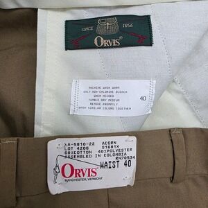 Vintage Orvis Acorn Tan 40 Waist Men's Cotton Blend Fishing Outdoor Casual Pants